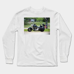 Motorcycle With American Flag Long Sleeve T-Shirt